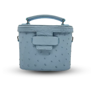 Sac de cuir français de luxe peau d'autruche bleue